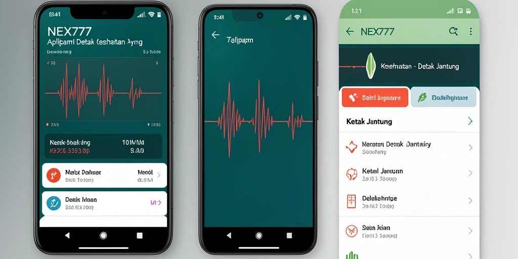 Tampilan antarmuka aplikasi Detak Jantung NEX777 yang intuitif.