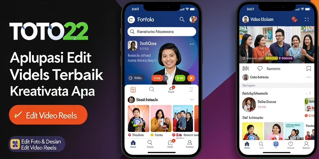 Antarmuka aplikasi TOTO22 saat mengedit video Reels yang menarik.